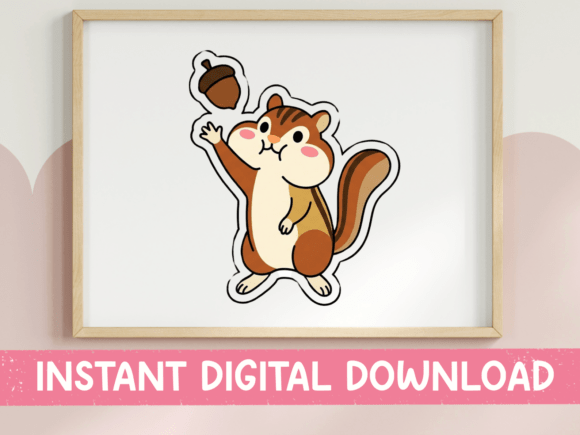 Adorable Chipmunk Holding Acorn Fall Sticker