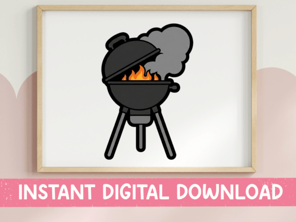 BBQ Grill on Fire Sticker: A Bold Graphics Choice for T-Shirt Designs