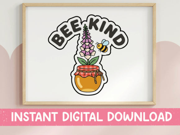 Bee Kind Honey Jar Flower Sticker: A Sweet Graphic for T-Shirt Designs