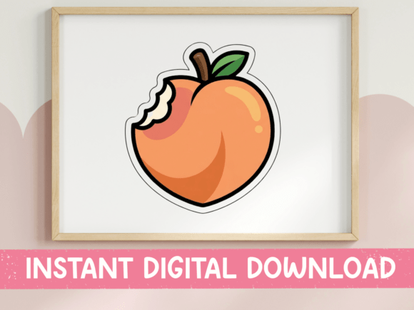Bitten Peach Sticker: A Sweet Addition to T-Shirt Designs and Graphics