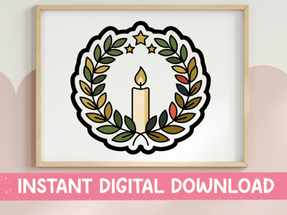 Candle Wreath Advent Holiday Sticker for T-Shirt Designs
