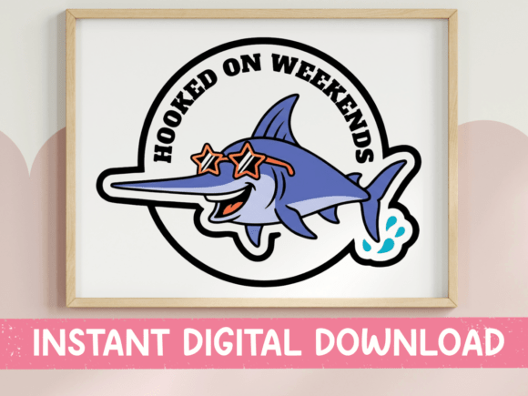 Catching Eyes with Hooked on Weekends Swordfish Sticker