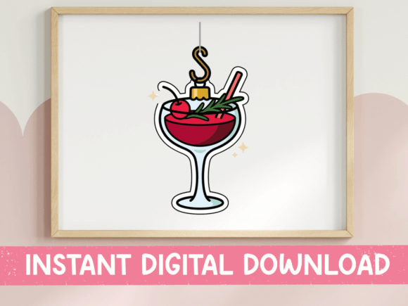 Christmas Cocktail Ornament Sticker: A Festive Graphics Asset for T-Shirt Designs