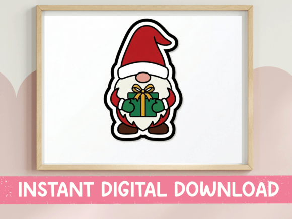 Christmas Gnome with Gift Sticker: A Festive T-Shirt Design for Local Brands