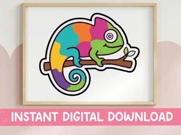 Colorful Chameleon Sticker: A Bold T-Shirt Design for Graphics