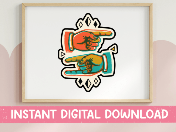 Colorful Pointing Hands Boho Sticker for Bold Graphics