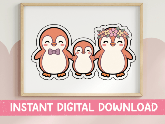 Cute and Charming: Kawaii Penguin Family Sticker