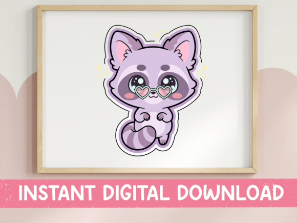 Cute and Emotional: Sad Crying Raccoon Kawaii Sticker for T-Shirt Designs