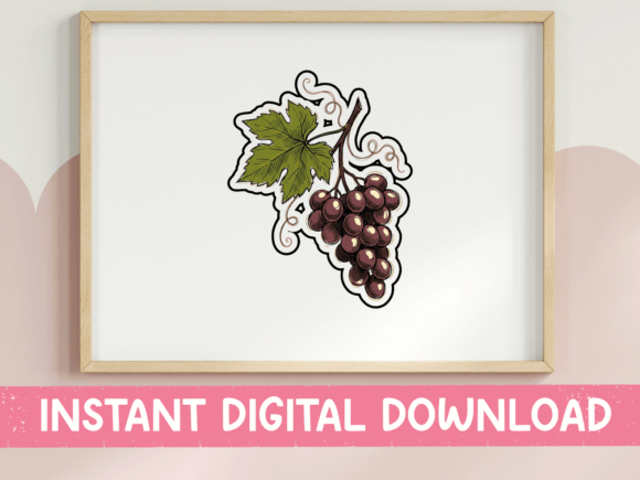Dark Red Grape Cluster Sticker: A Versatile Graphic for T-Shirt Designs