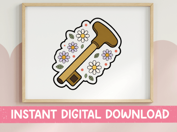 Floral Hammer Tool Sticker: A Unique Graphic for T-Shirt Designs
