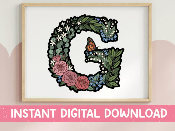 Floral Letter G Sticker: A Versatile Graphic for T-Shirt Designs