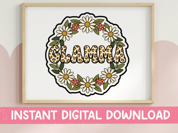 Glamma Leopard Print Floral Sticker for T-Shirt Designs