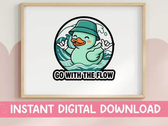 Go with the Flow Duck Wave Sticker: A Fun T-Shirt Design