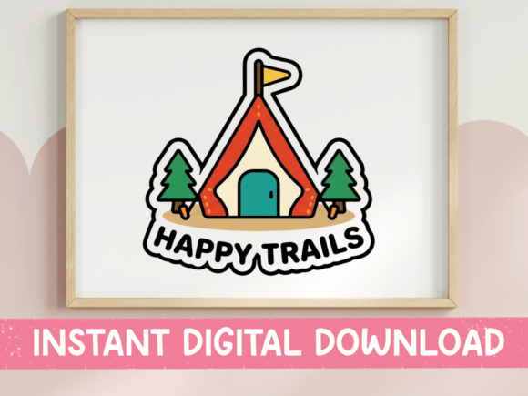 Happy Trails Cabin Camping Sticker: A Perfect Fit for T-Shirt Designs and Graphics