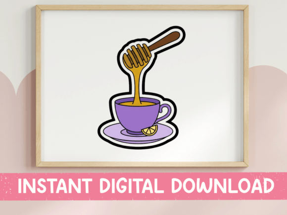 Honey Lemon Tea Cup Sticker: A Graphics Gem for T-Shirt Designs