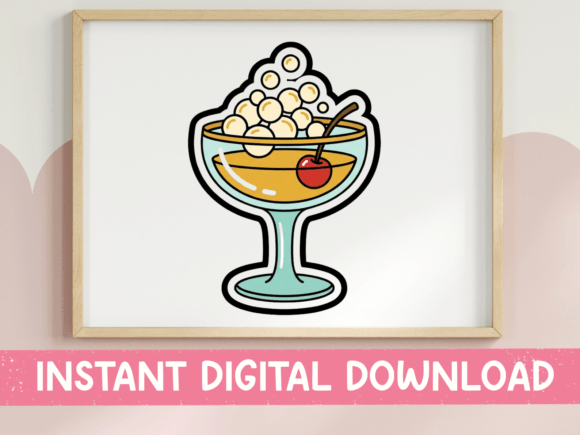 Ice Cream Float Sundae Sticker: A Sweet Graphic for T-Shirts