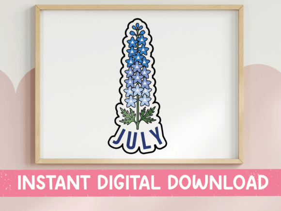 July Larkspur Sticker: Perfect for T-Shirt Designs and Branding