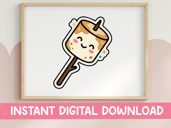 Kawaii Toasted Marshmallow Sticker for T-Shirt Designs and Graphics