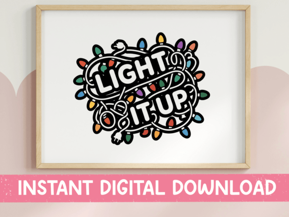 Light It Up Christmas Lights Sticker: Bold T-Shirt Graphics