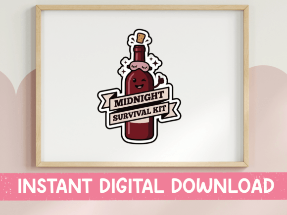Midnight Survival Kit Wine Sticker: A Must for T-Shirt Designs