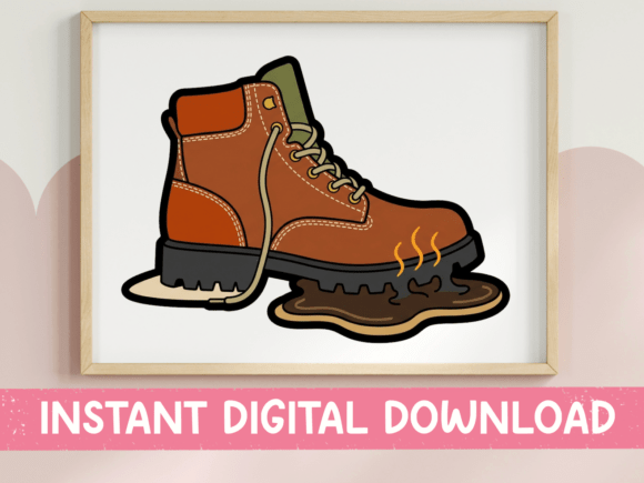 Muddy Hiking Boot Sticker: A Perfect Fit for T-Shirt Designs and Graphics