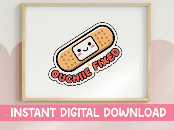 Ouchie Fixed Kawaii Bandage Sticker: A Charming Graphic for T-Shirt Designs