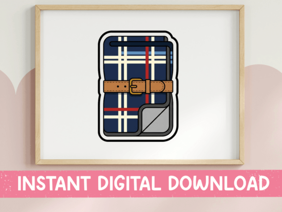 Plaid Picnic Blanket Roll Sticker: A Graphic for T-Shirt Designs