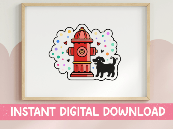 Playful Dog at Fire Hydrant: A Perfect T-Shirt Design Graphic