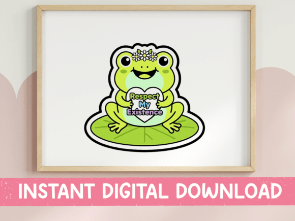 Respect My Existence Frog Sticker: A Perfect Fit for T-Shirt Designs and Graphics