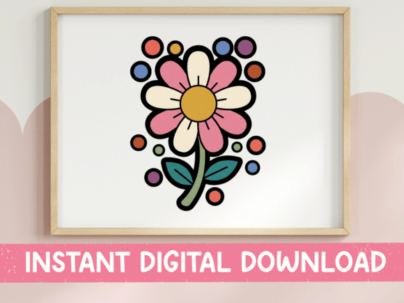 Retro Daisy Flower Confetti Sticker: A Bold Graphics Asset for T-Shirt Designs