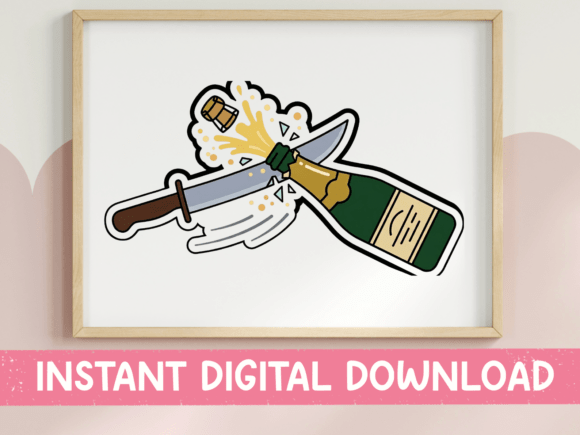 Sabering Champagne Bottle Sticker: A Bold T-Shirt Design
