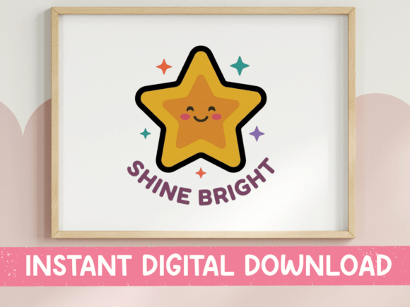 Shine Bright Kawaii Star Sticker: Perfect for T-Shirt Designs and Graphics