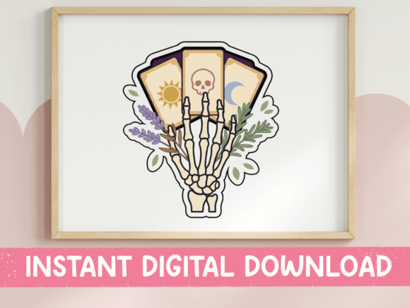 Skeleton Hand Tarot Cards Sticker: A Unique Embroidery Design