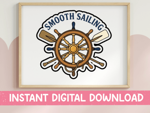 Smooth Sailing Ship Wheel Sticker: A Nautical Graphics Gem