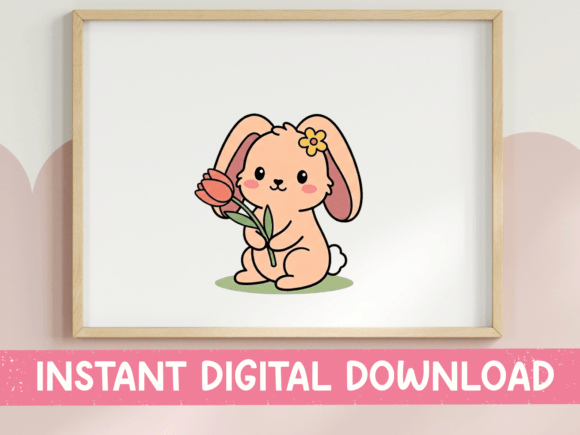 Spring Bunny with Tulip Sticker: A Must for T-Shirt Designs and Graphics