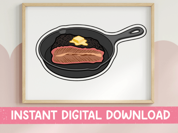 Steak in Cast Iron Skillet Sticker: A Must-Have for Food Blog Graphics
