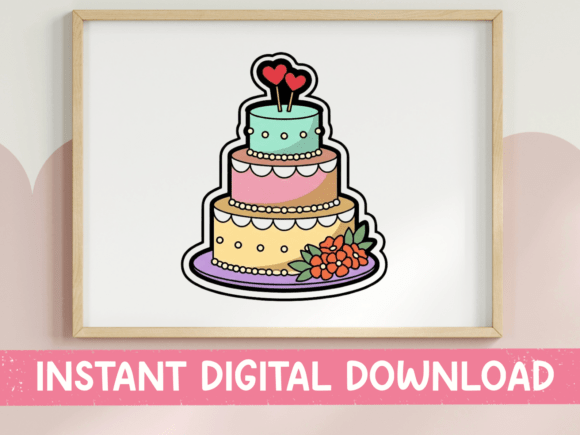 Tiered Wedding Cake Sticker Design for T-Shirt Graphics