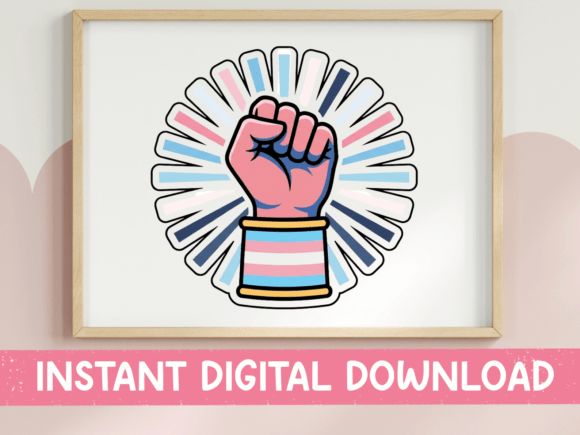 Trans Pride Raised Fist Power Sticker for Graphics