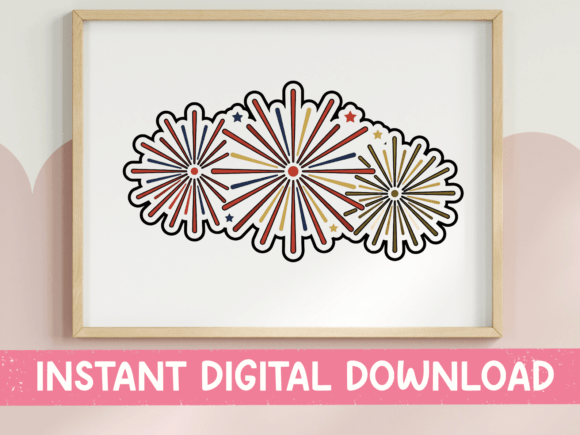 Triple Fireworks Burst: A Festive Graphics Asset for T-Shirt Designs