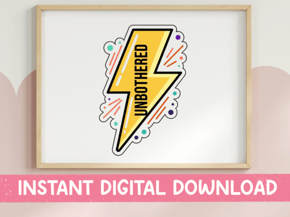 Unbothered Lightning Bolt Sticker: A Bold Graphics Asset for T-Shirt Designs