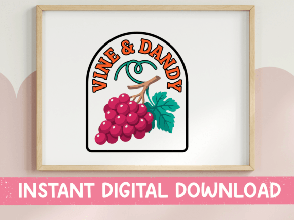 Vine and Dandy Grape Arch Badge Sticker for T-Shirt Designs and Graphics