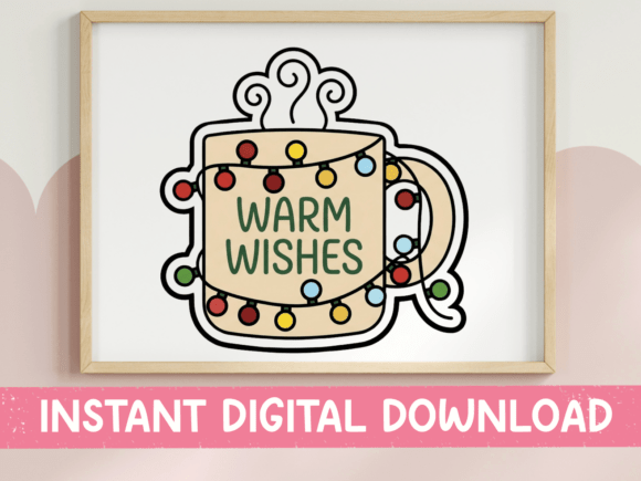 Warm Wishes Holiday Mug Sticker: Perfect for T-Shirt Designs and Graphics