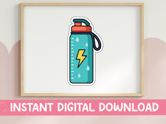 Water Bottle Fitness Sticker Design for Modern Graphics
